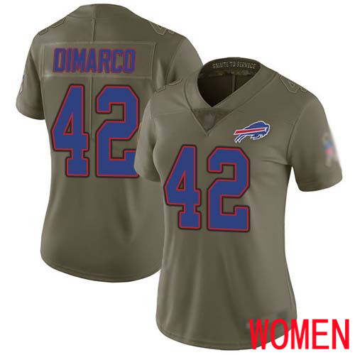 Women Buffalo Bills #42 Patrick DiMarco Limited Olive 2017 Salute to Service NFL Jersey